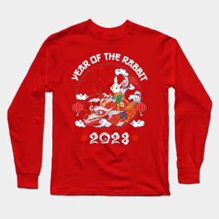 Lion Dance Zodiac Chinese New Year -2023 Year Of The Rabbit Long Sleeve T-Shirt